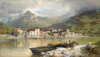 Fisherman Family at Lecco on Lake Como by Ercole Calvi
